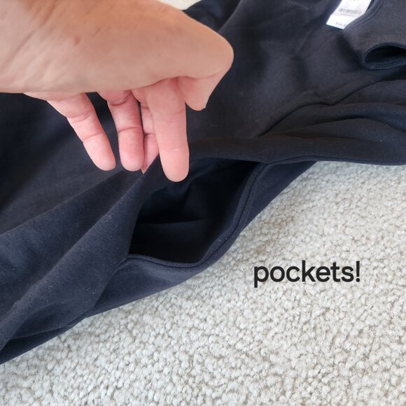 NWT 100% Cotton Jersey Dress with Pockets BLACK - Picture 3 of 5